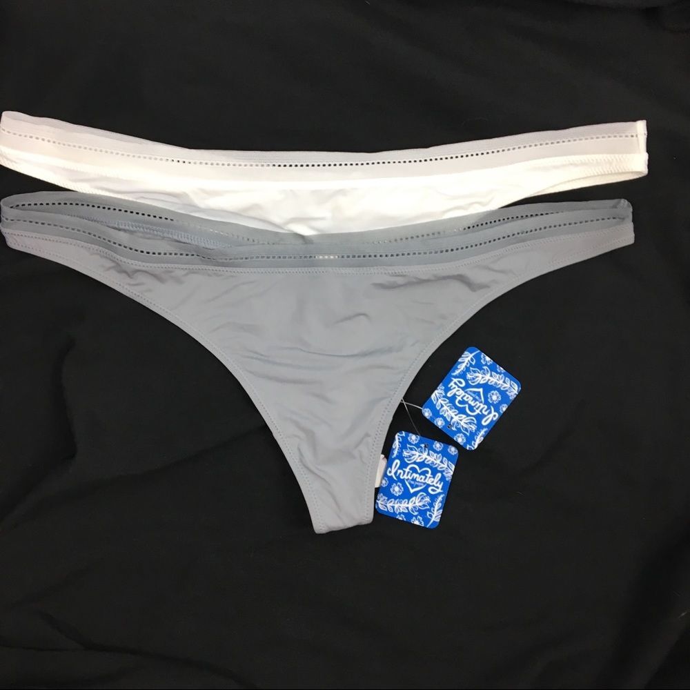 Free People Set of 2 White & Gray Thong Panties L New